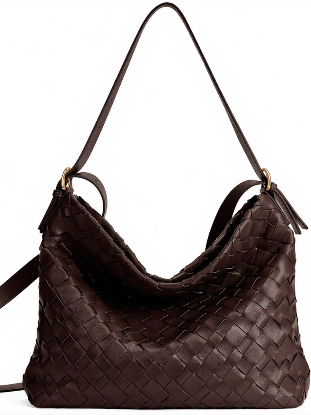 Large Capacity Woven Handbag Shoulder Crossbody Bag with Zipper Adjustable